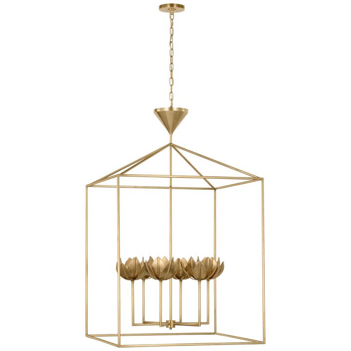 Visual Comfort & Co. Alberto Extra Large Open Cage Lantern Pendants Visual Comfort & Co. Antique Bronze Leaf  