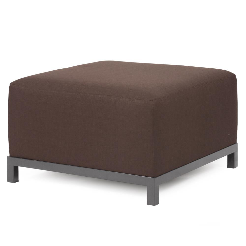 Howard Elliott Collection Axis Ottoman Sterling Chocolate Titanium Frame