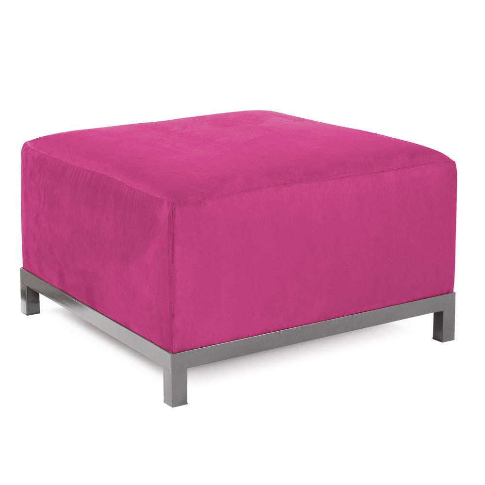 Howard Elliott Collection Axis Ottoman Regency Fuchsia Titanium Frame