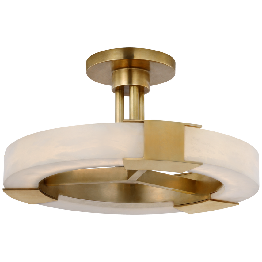 Visual Comfort & Co. Covet Medium Ring Semi-Flush Mount Ceiling Flush Mounts Visual Comfort & Co. Antique-Burnished Brass and Alabaster  