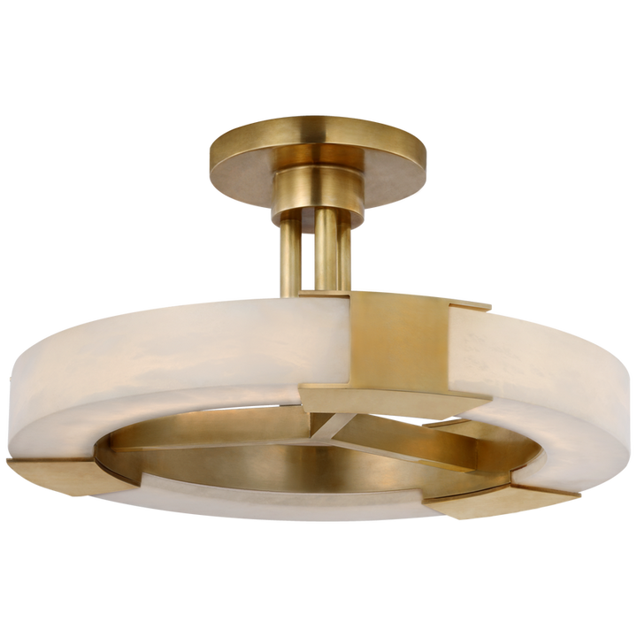 Visual Comfort & Co. Covet Medium Ring Semi-Flush Mount Ceiling Flush Mounts Visual Comfort & Co. Antique-Burnished Brass and Alabaster  