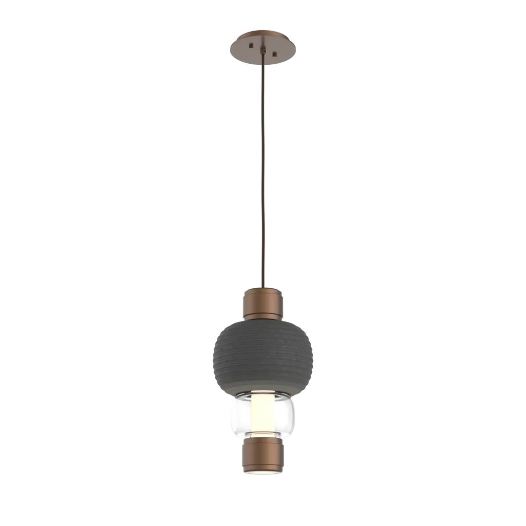 Hammerton Studio Torno Mandrel Pendant Burnished Bronze / Single / Clear / Charcoal Ceramic