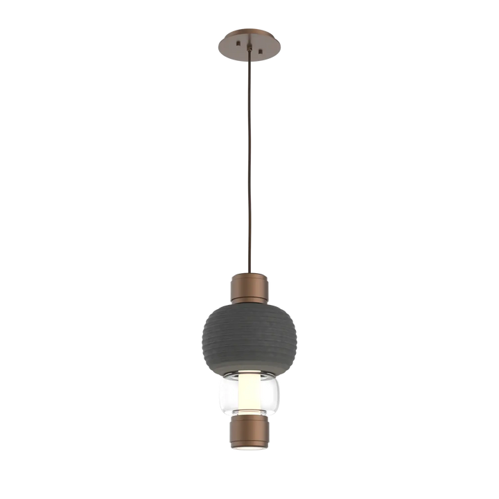 Hammerton Studio Torno Mandrel Pendant Burnished Bronze / Single / Clear / Charcoal Ceramic