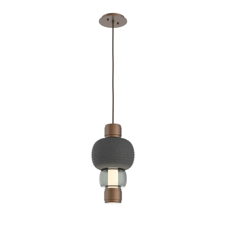 Hammerton Studio Torno Mandrel Pendant Burnished Bronze / Single / Smoke / Charcoal Ceramic