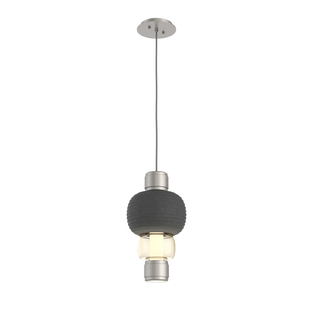 Hammerton Studio Torno Mandrel Pendant Beige Silver / Single / Amber / Charcoal Ceramic