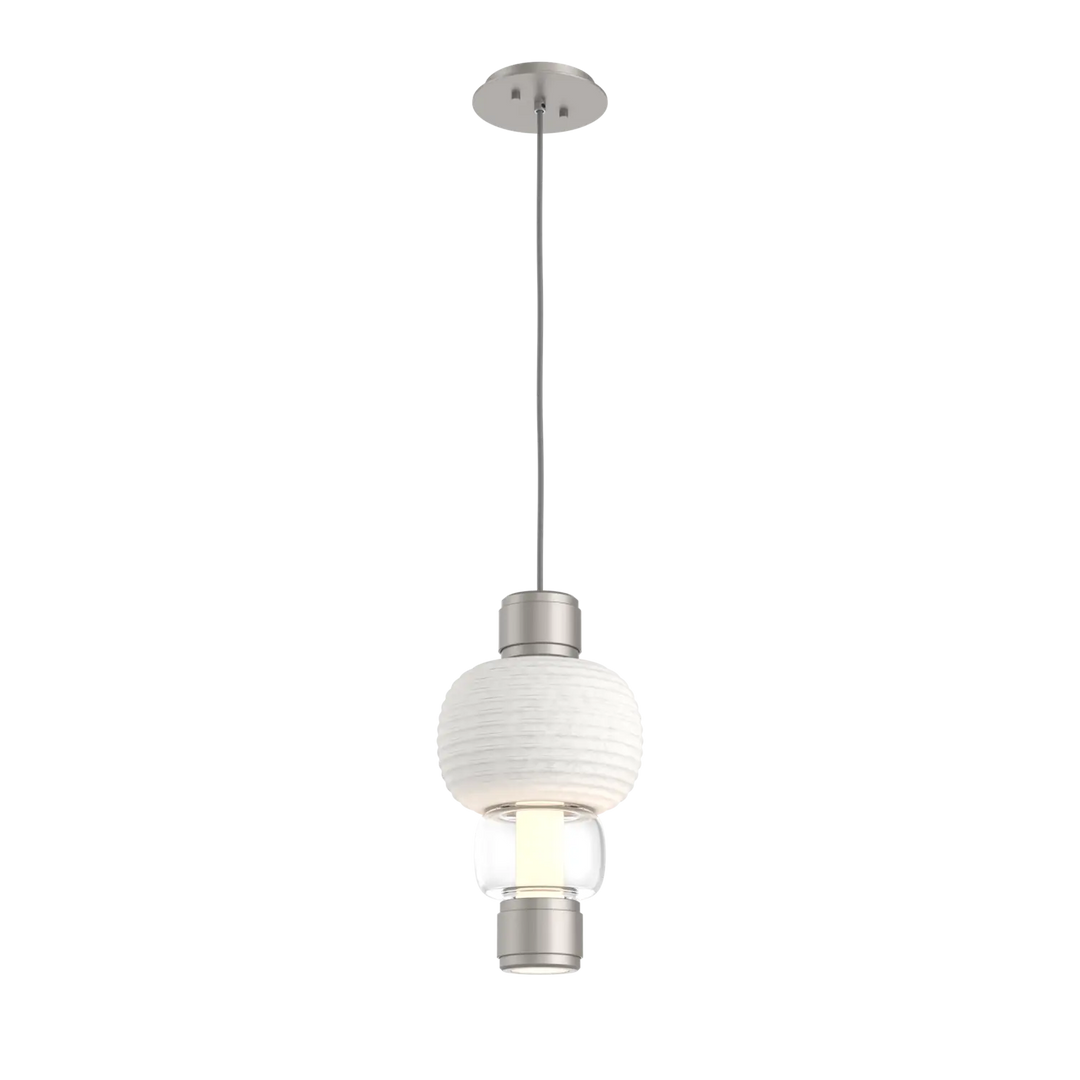 Hammerton Studio Torno Mandrel Pendant Beige Silver / Single / Clear / Chalk Ceramic