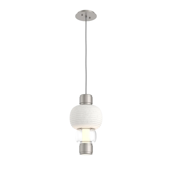 Hammerton Studio Torno Mandrel Pendant Beige Silver / Single / Clear / Chalk Ceramic