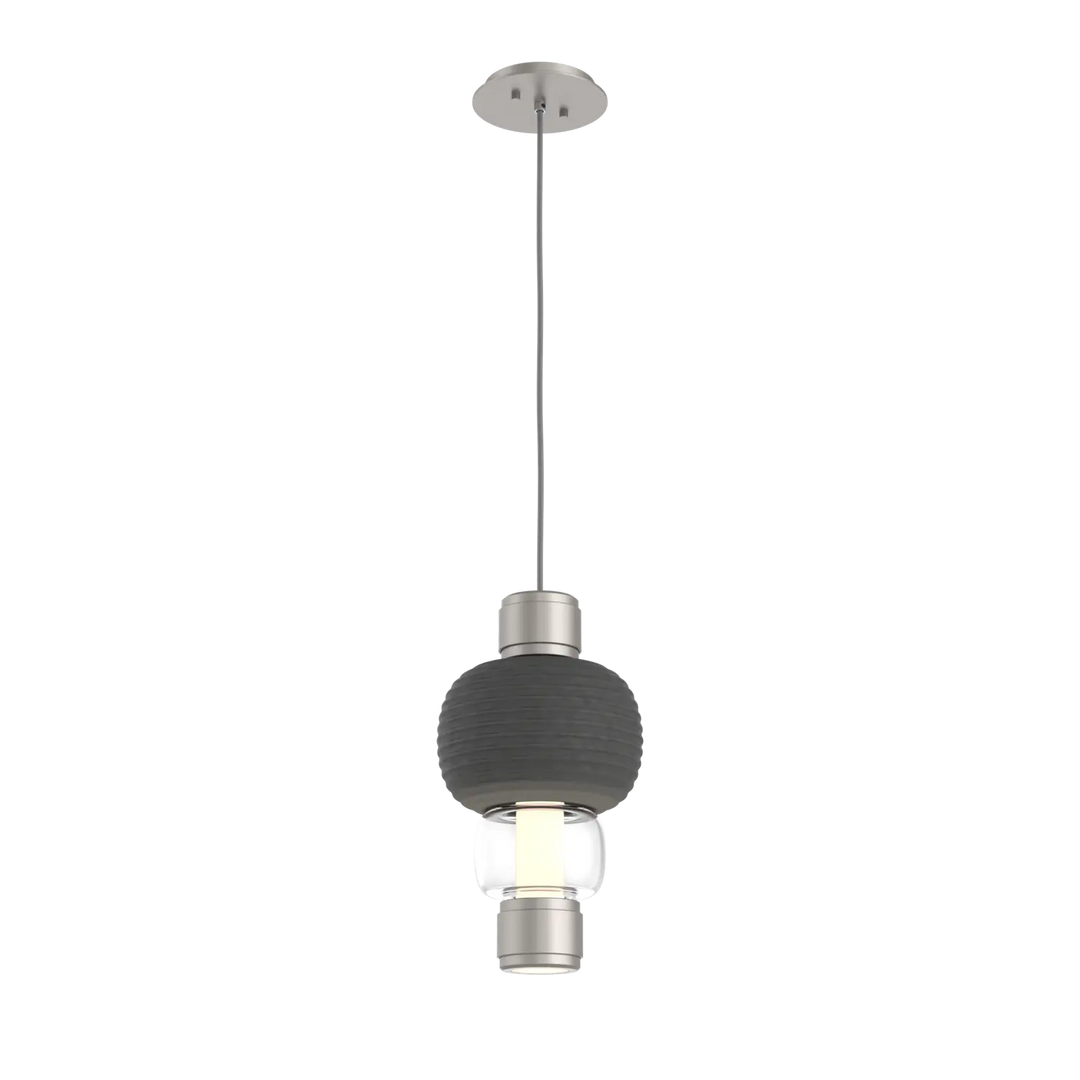 Hammerton Studio Torno Mandrel Pendant Beige Silver / Single / Clear / Charcoal Ceramic