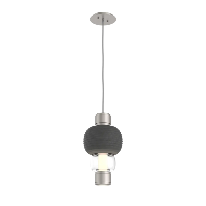 Hammerton Studio Torno Mandrel Pendant Beige Silver / Single / Clear / Charcoal Ceramic