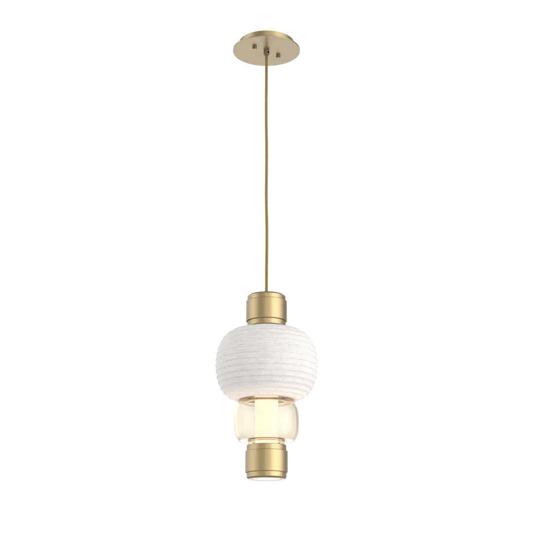 Hammerton Studio Torno Mandrel Pendant Gilded Brass / Single / Amber / Chalk Ceramic