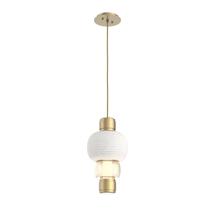 Hammerton Studio Torno Mandrel Pendant Gilded Brass / Single / Amber / Chalk Ceramic