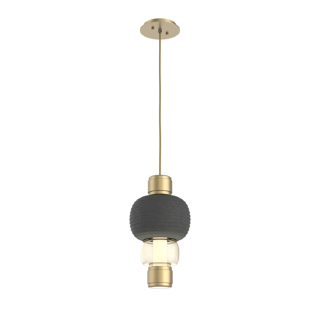 Hammerton Studio Torno Mandrel Pendant Gilded Brass / Single / Amber / Charcoal Ceramic