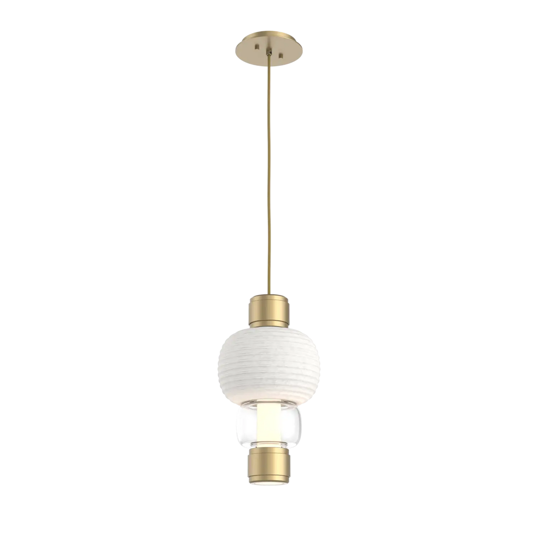 Hammerton Studio Torno Mandrel Pendant Gilded Brass / Single / Clear / Chalk Ceramic
