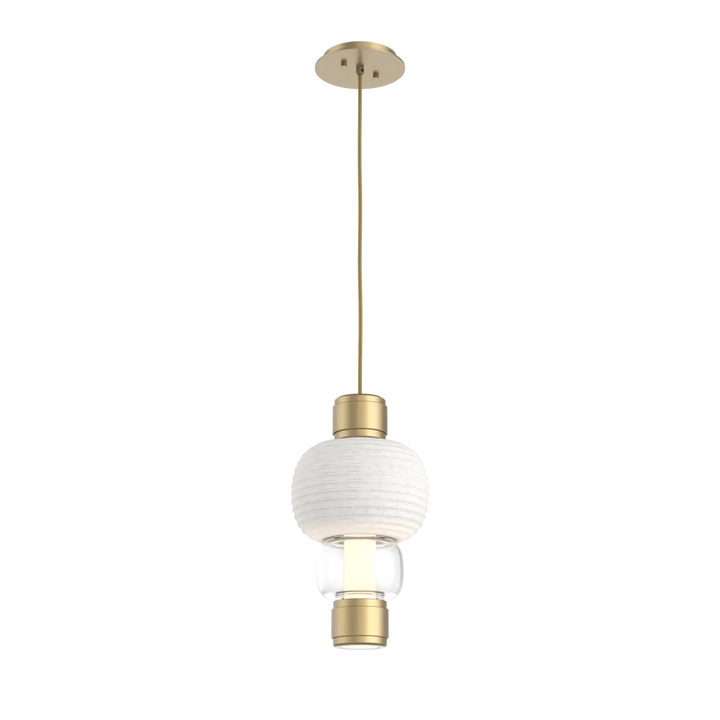 Hammerton Studio Torno Mandrel Pendant Gilded Brass / Single / Clear / Chalk Ceramic