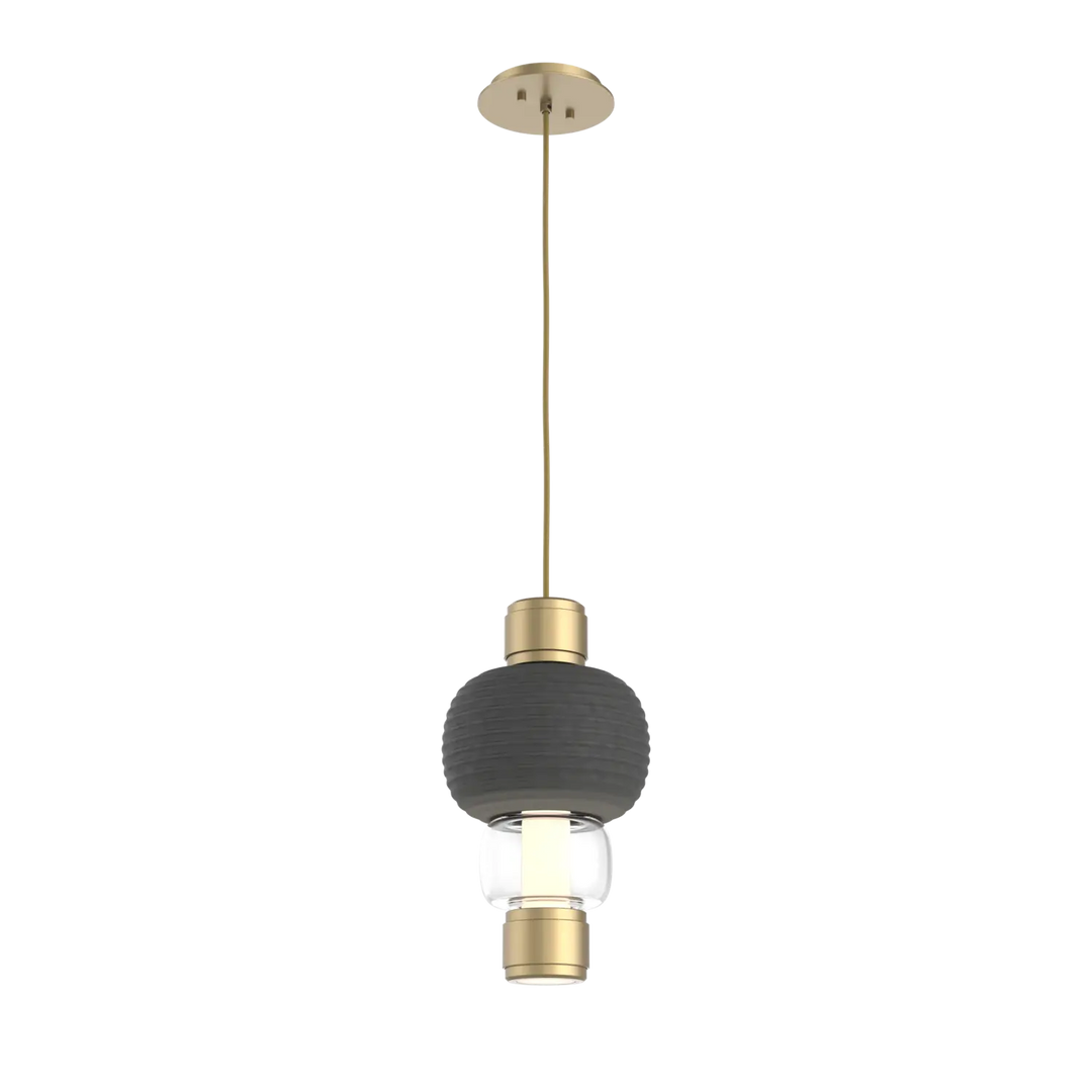 Hammerton Studio Torno Mandrel Pendant Gilded Brass / Single / Clear / Charcoal Ceramic