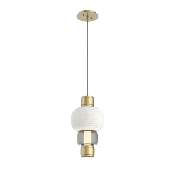 Hammerton Studio Torno Mandrel Pendant Gilded Brass / Single / Smoke / Chalk Ceramic