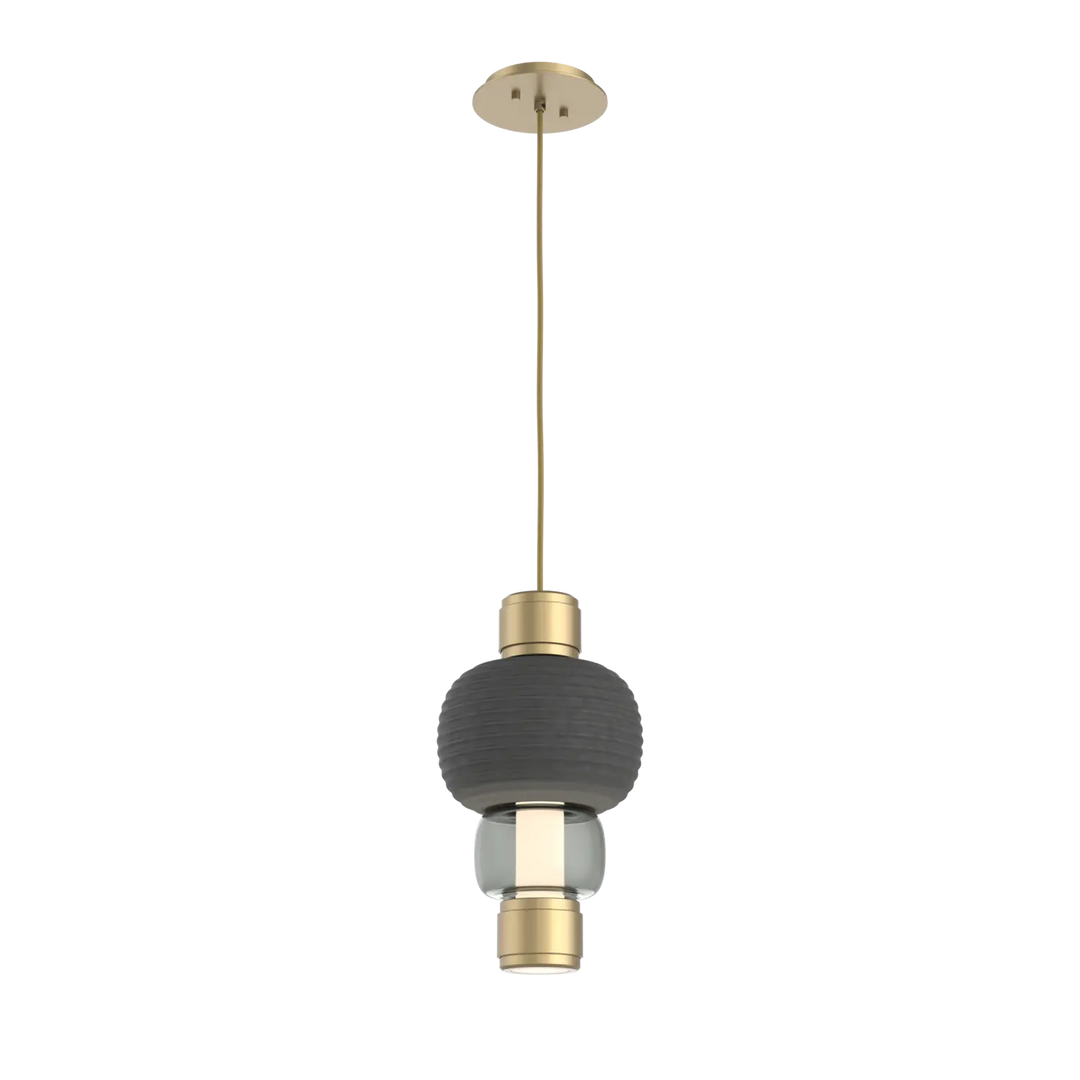 Hammerton Studio Torno Mandrel Pendant Gilded Brass / Single / Smoke / Charcoal Ceramic
