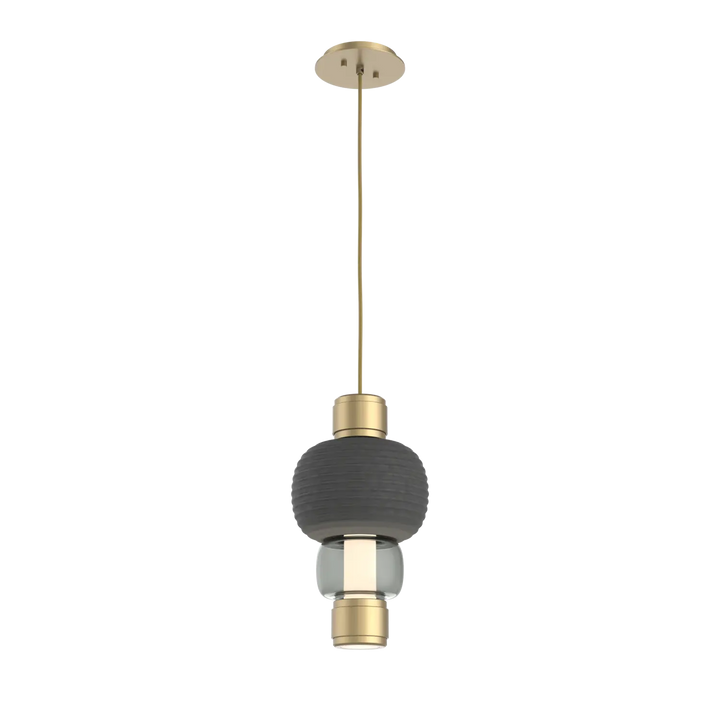 Hammerton Studio Torno Mandrel Pendant Gilded Brass / Single / Smoke / Charcoal Ceramic