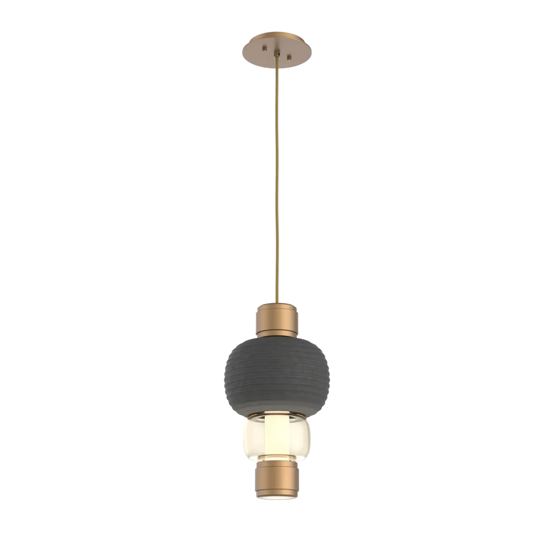 Hammerton Studio Torno Mandrel Pendant Novel Brass / Single / Amber / Charcoal Ceramic