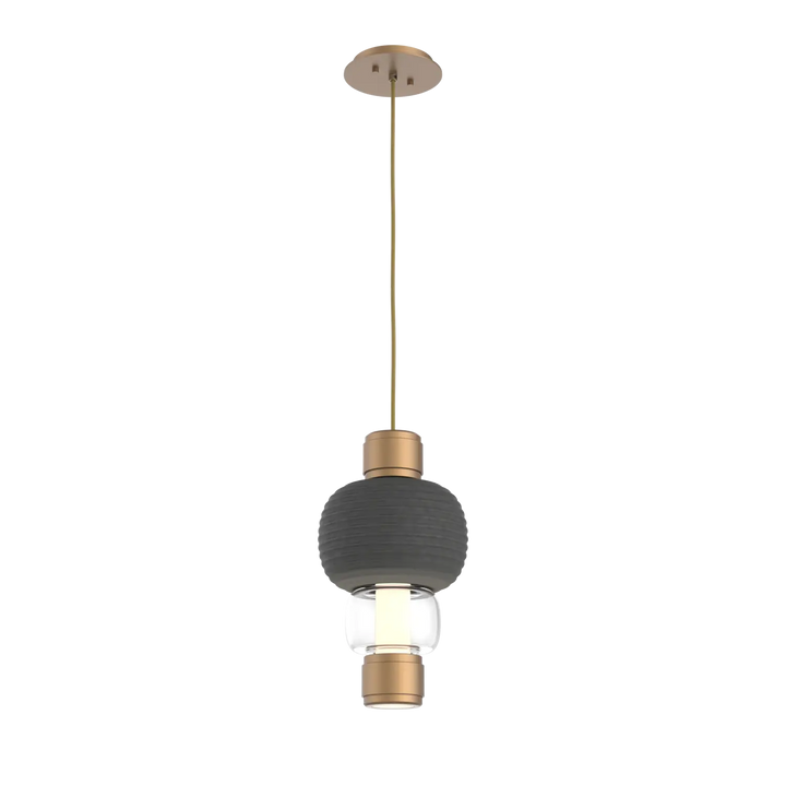 Hammerton Studio Torno Mandrel Pendant Novel Brass / Single / Clear / Charcoal Ceramic