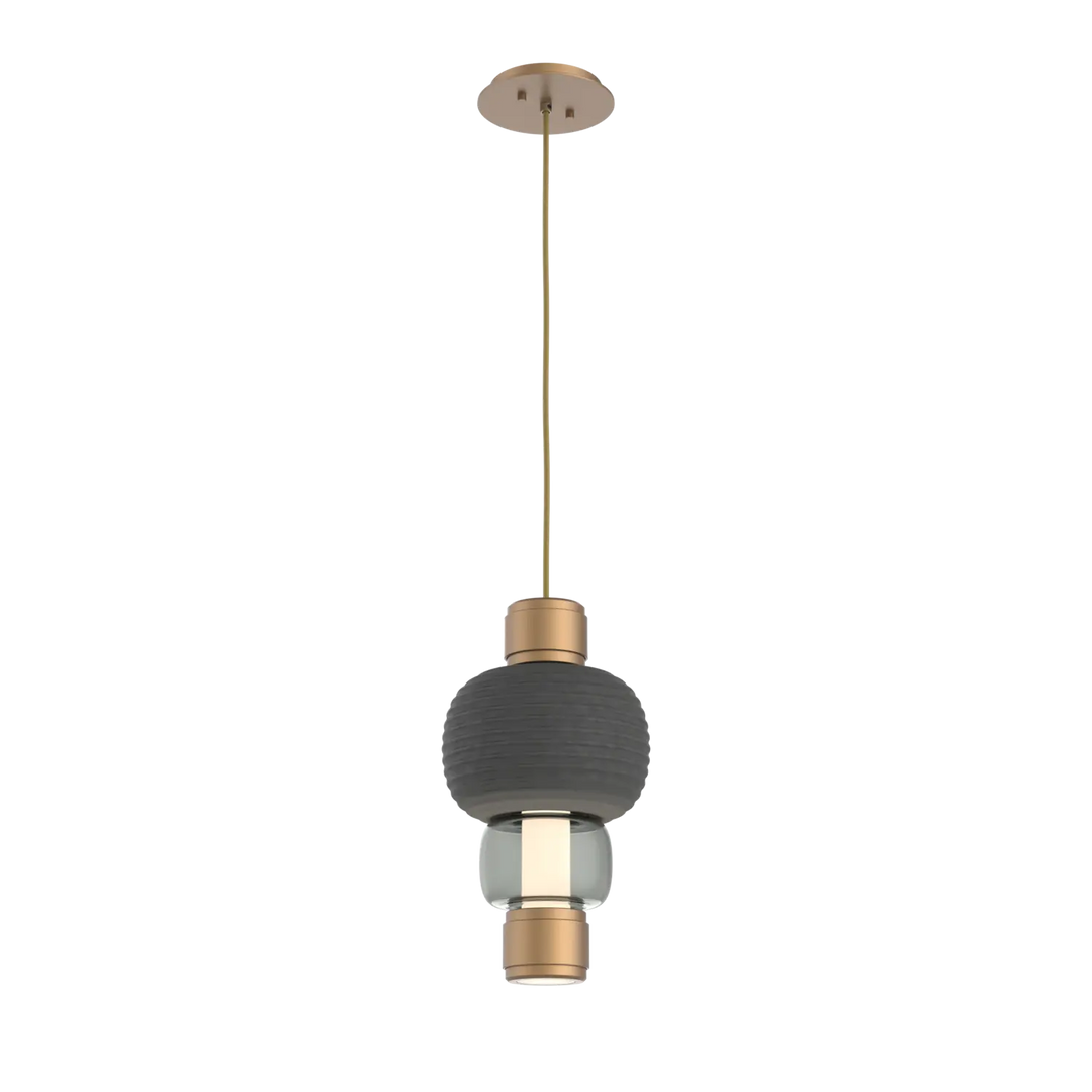 Hammerton Studio Torno Mandrel Pendant Novel Brass / Single / Smoke / Charcoal Ceramic