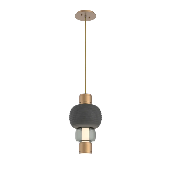Hammerton Studio Torno Mandrel Pendant Novel Brass / Single / Smoke / Charcoal Ceramic