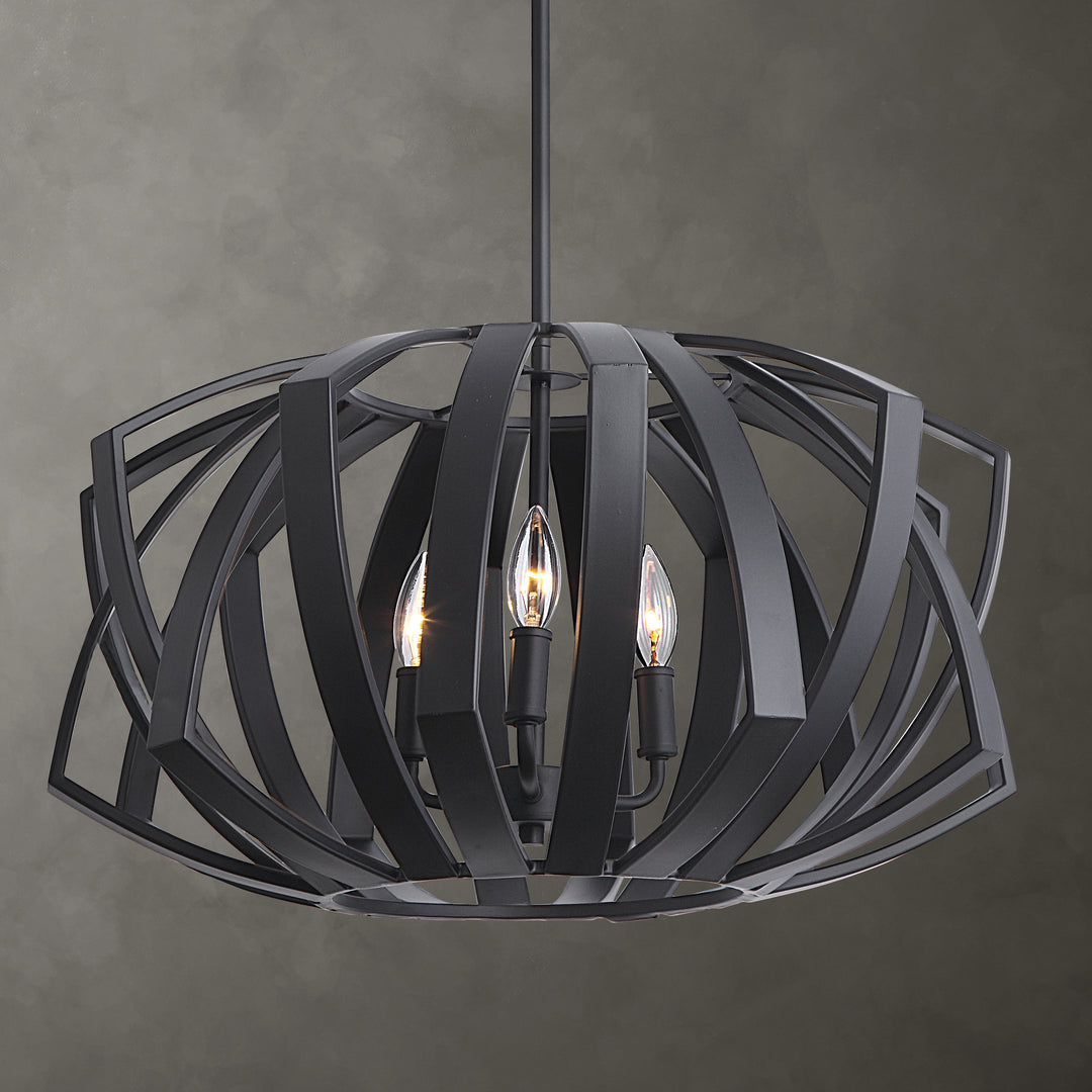 Uttermost Thales Black Geometric 3 Light Pendant Pendants Uttermost   