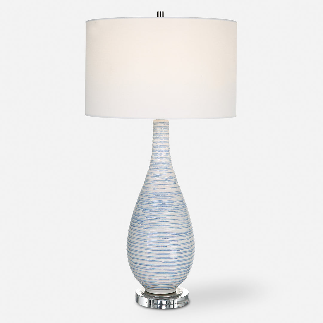 Uttermost Clariot Ribbed Blue Table Lamp Table Lamps Uttermost   