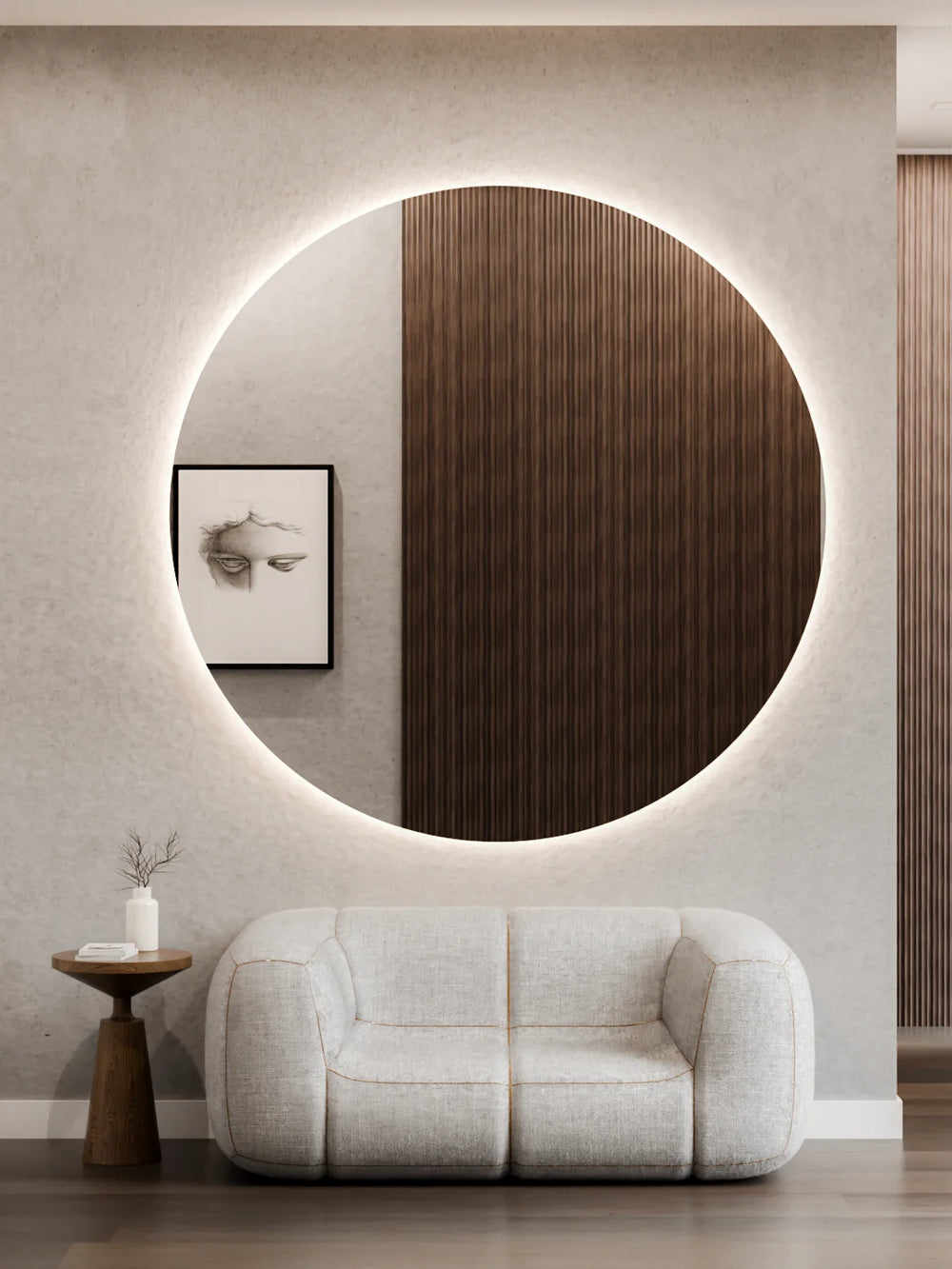 Electric Mirror Luna 72 inch round lighted living space mirror LUN-72