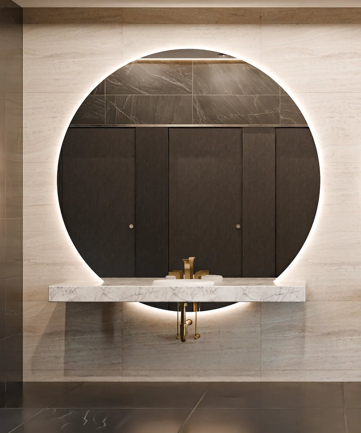 Electric Mirror Luna round LED lighted mirror with wall glow