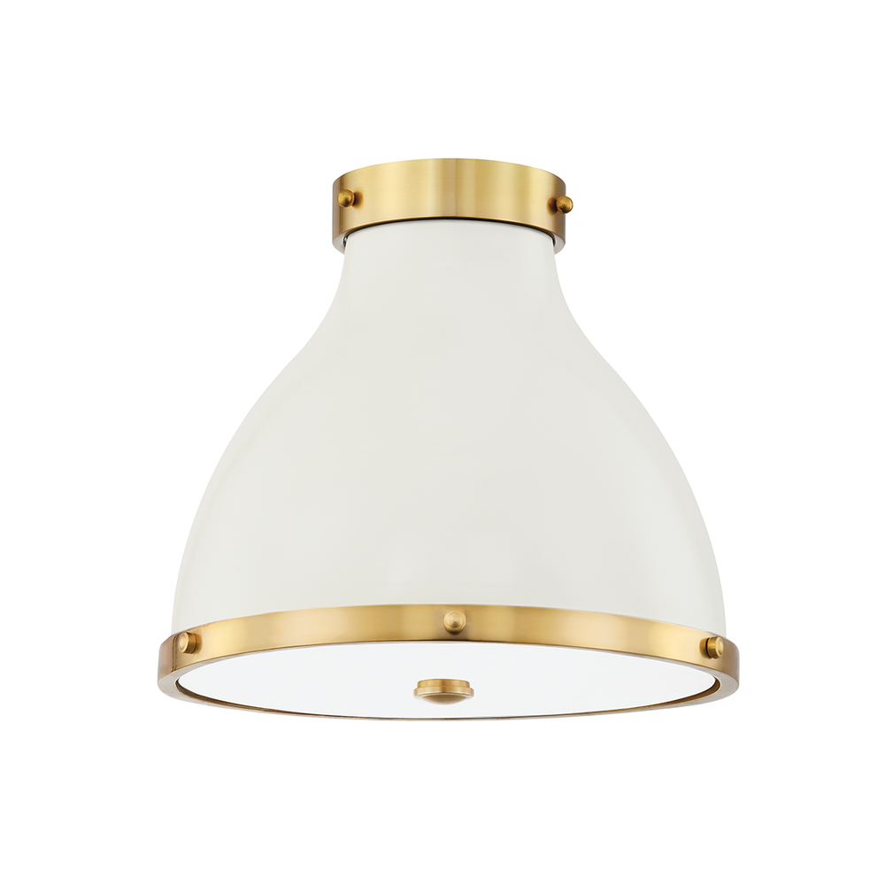 Hudson Valley Lighting Painted No. 3 Flush Mount Ceiling Flush Mounts Hudson Valley Lighting Aged Brass/off White  