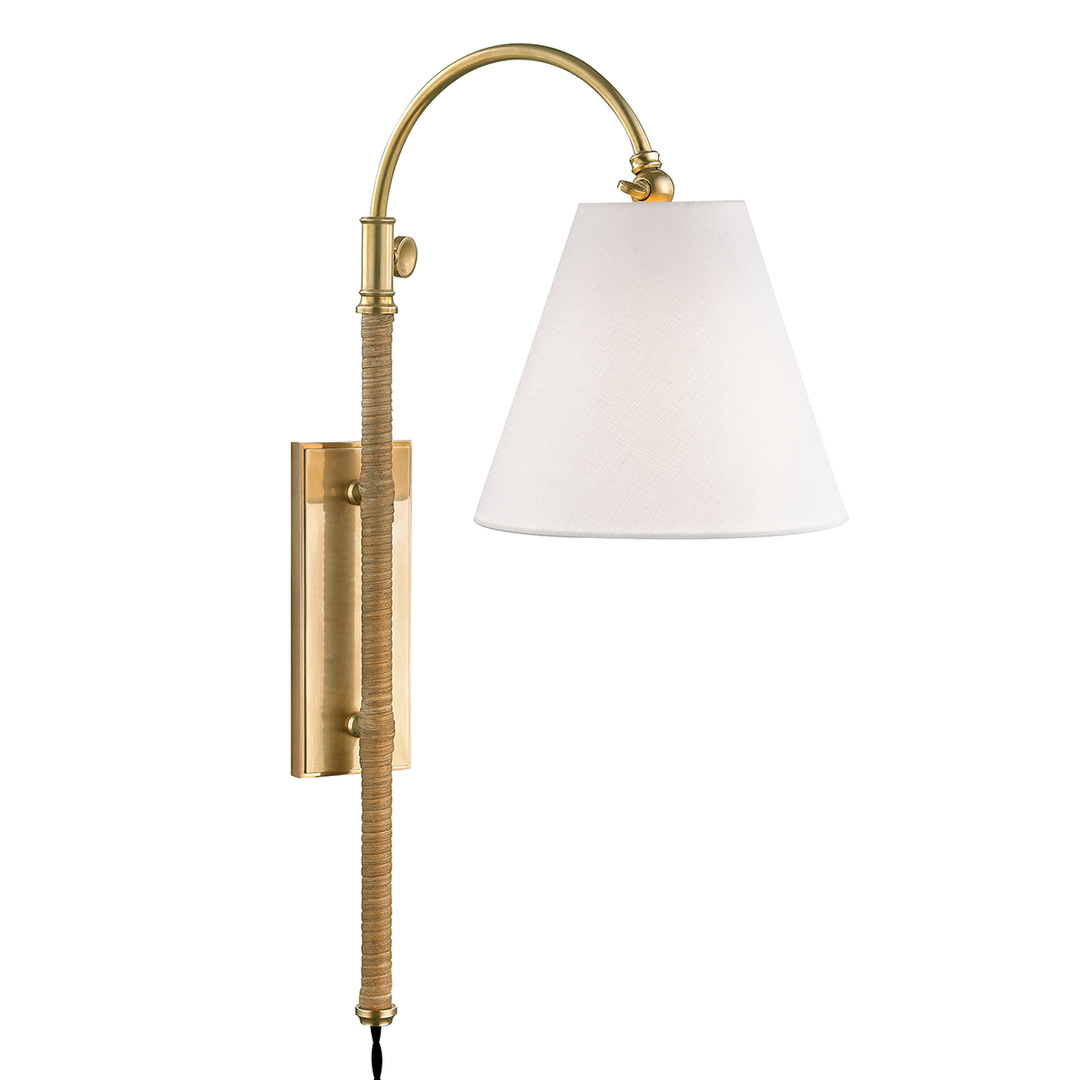 Hudson Valley Lighting Curves No.1 Plug-in Sconce Wall Sconces Hudson Valley Lighting Aged Brass  