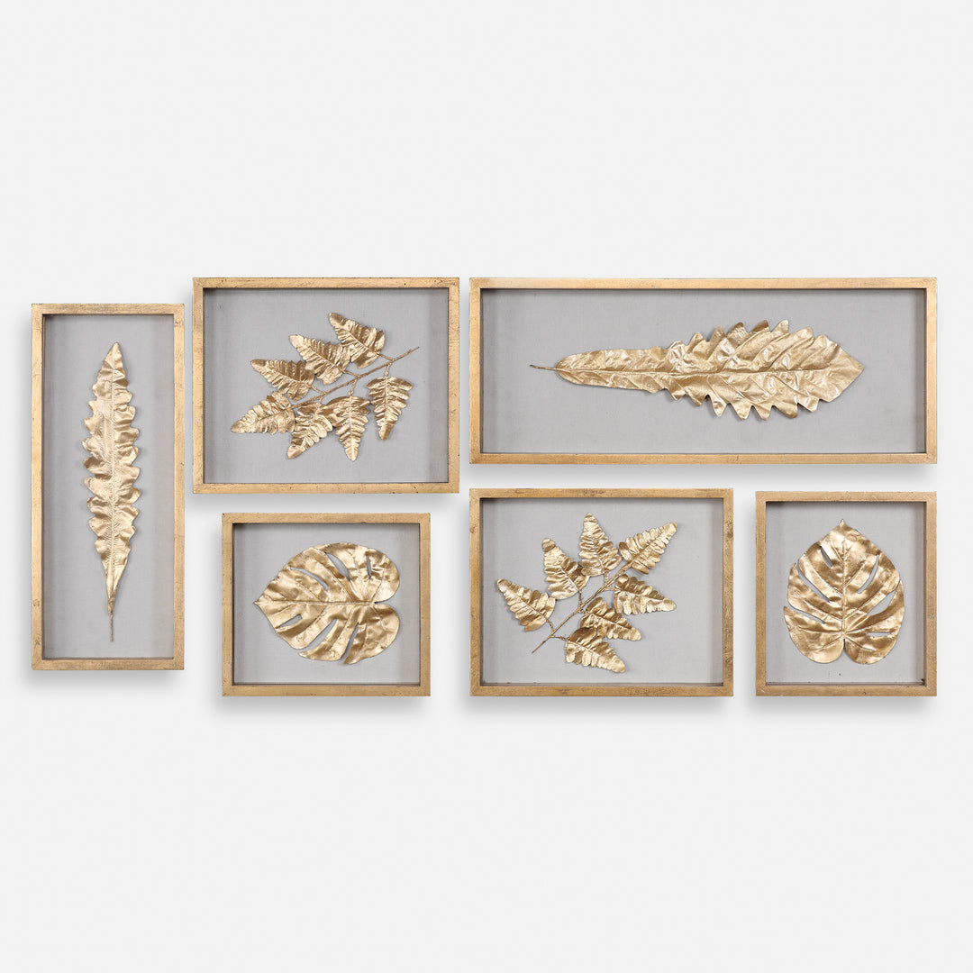 Uttermost Golden Leaves Shadow Box / Wall Art