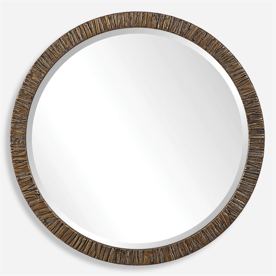 Uttermost Wayde Gold Bark Round Mirror Mirrors Uttermost   