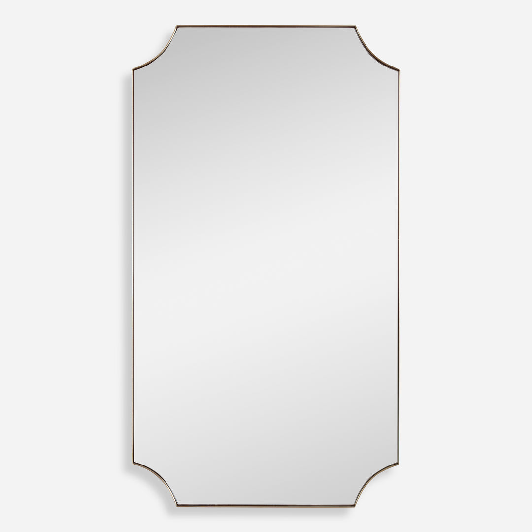 Uttermost Lennox Brass Scalloped Corner Mirror Mirrors Uttermost   