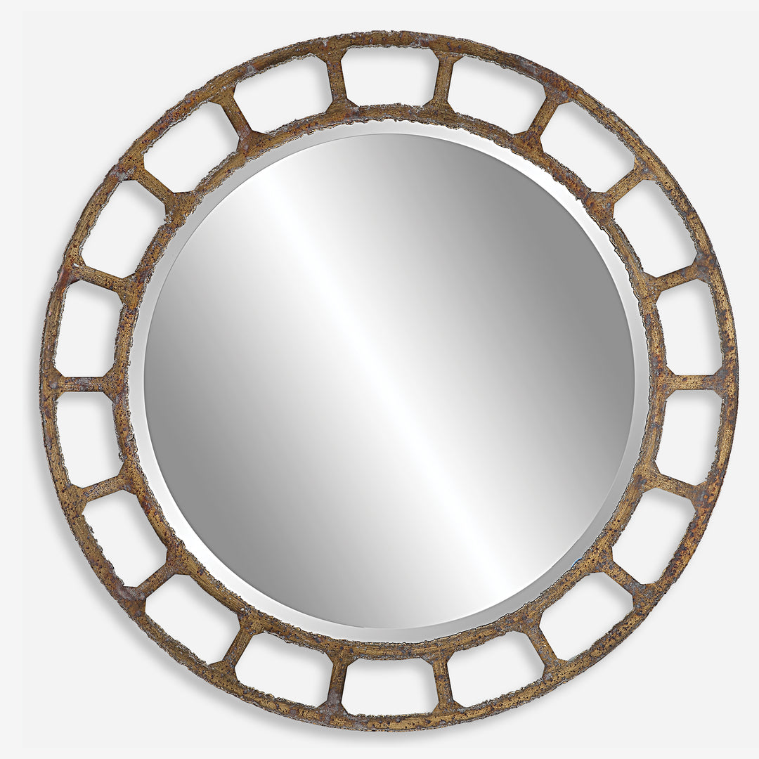 Uttermost Darby Distressed Round Mirror Mirrors Uttermost   