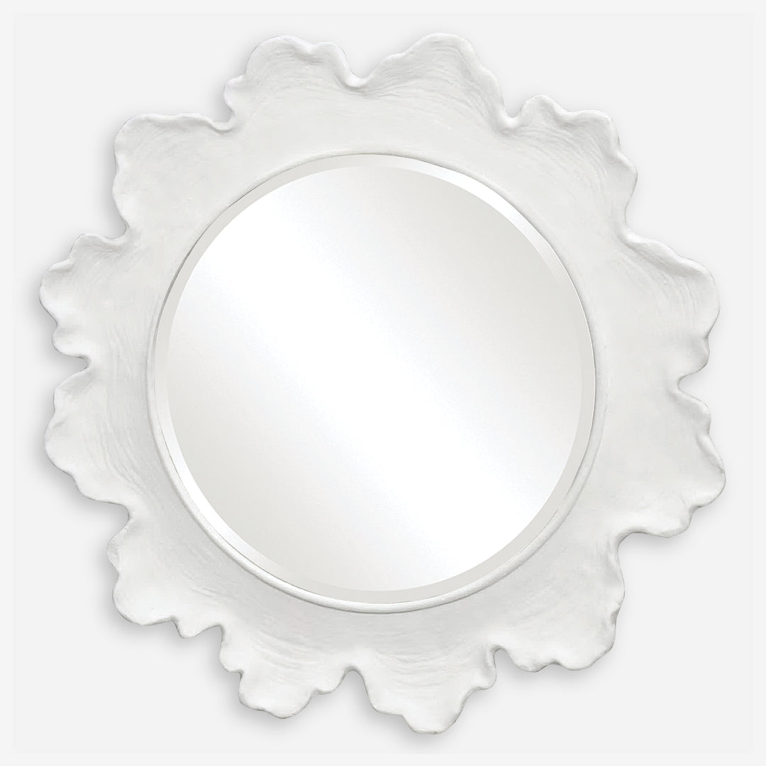 Uttermost Sea Coral White Round Mirror Mirrors Uttermost   