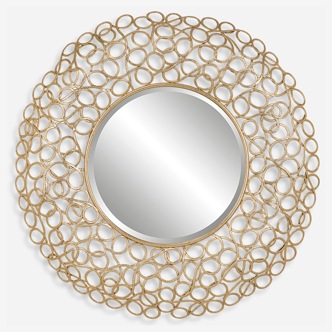 Uttermost Swirl Round Gold Mirror Mirrors Uttermost   