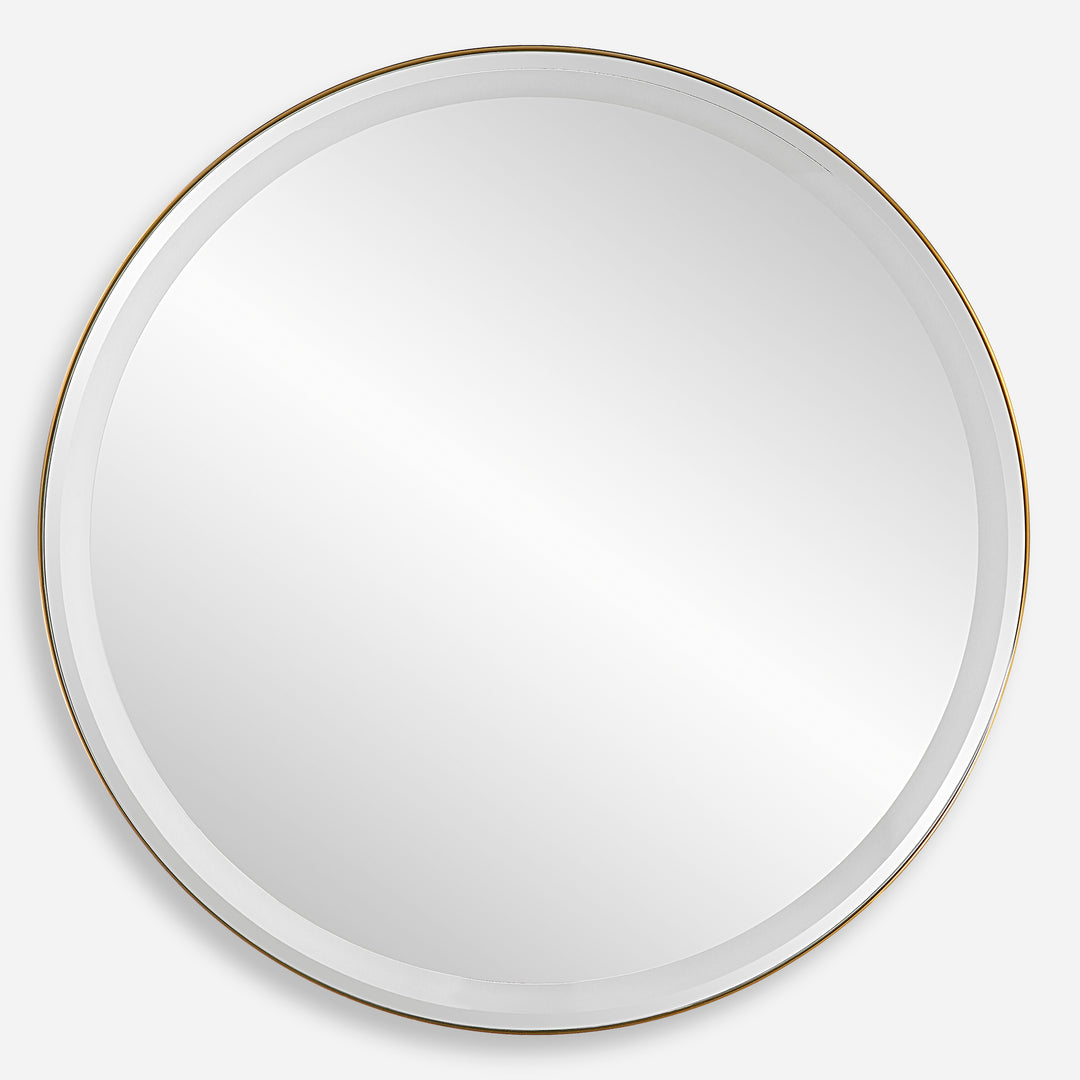 Uttermost Crofton Lighted Brass Round Mirror Mirrors Uttermost   