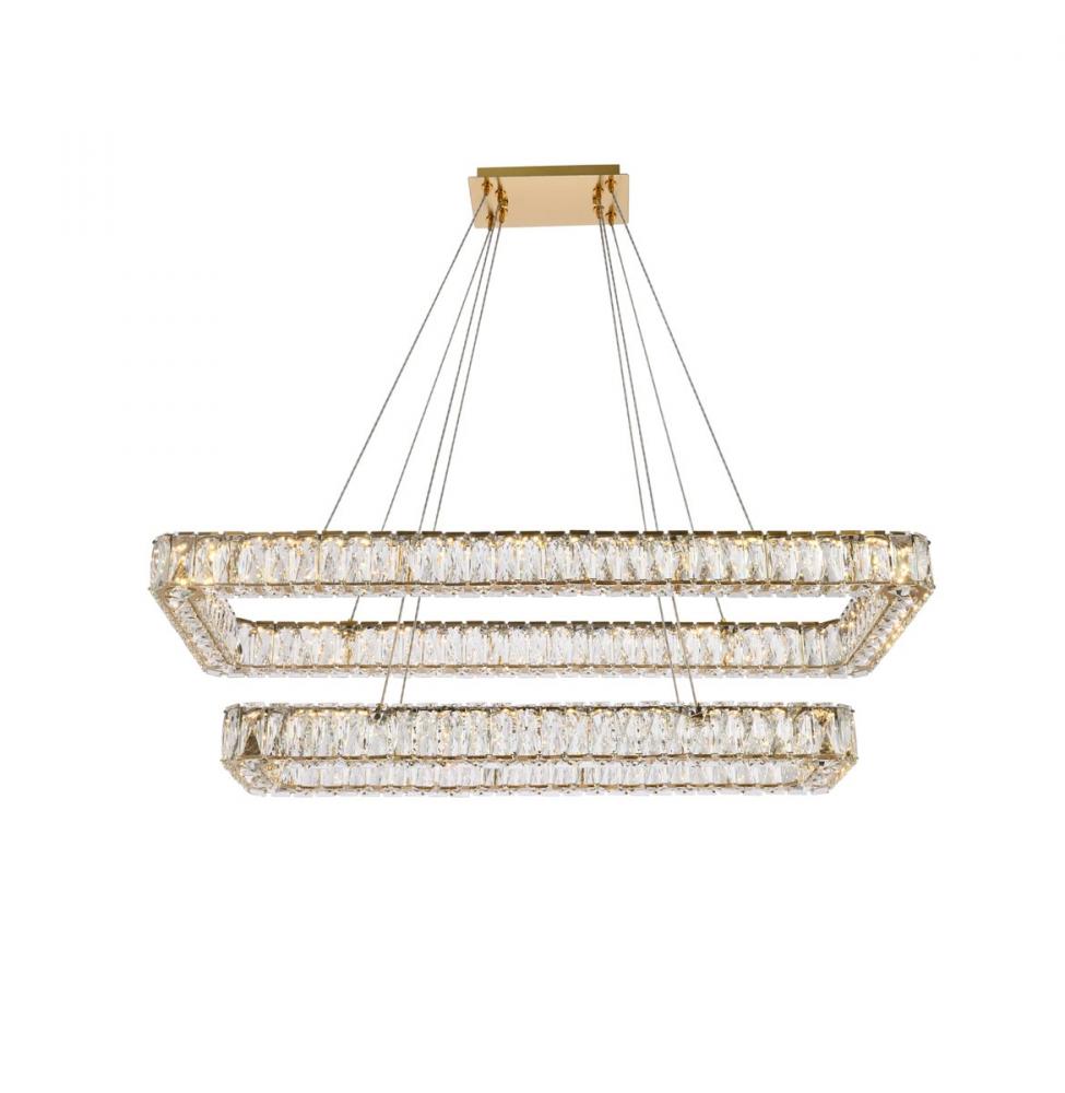 Elegant Lighting Monroe 42 inch LED Double Rectangle Pendant in Gold