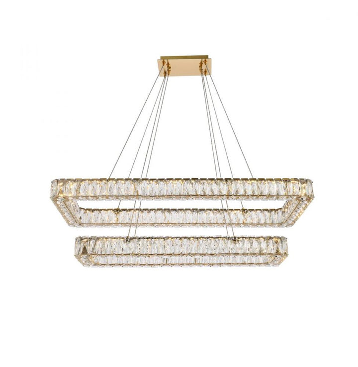 Elegant Lighting Monroe 42 inch LED Double Rectangle Pendant in Gold