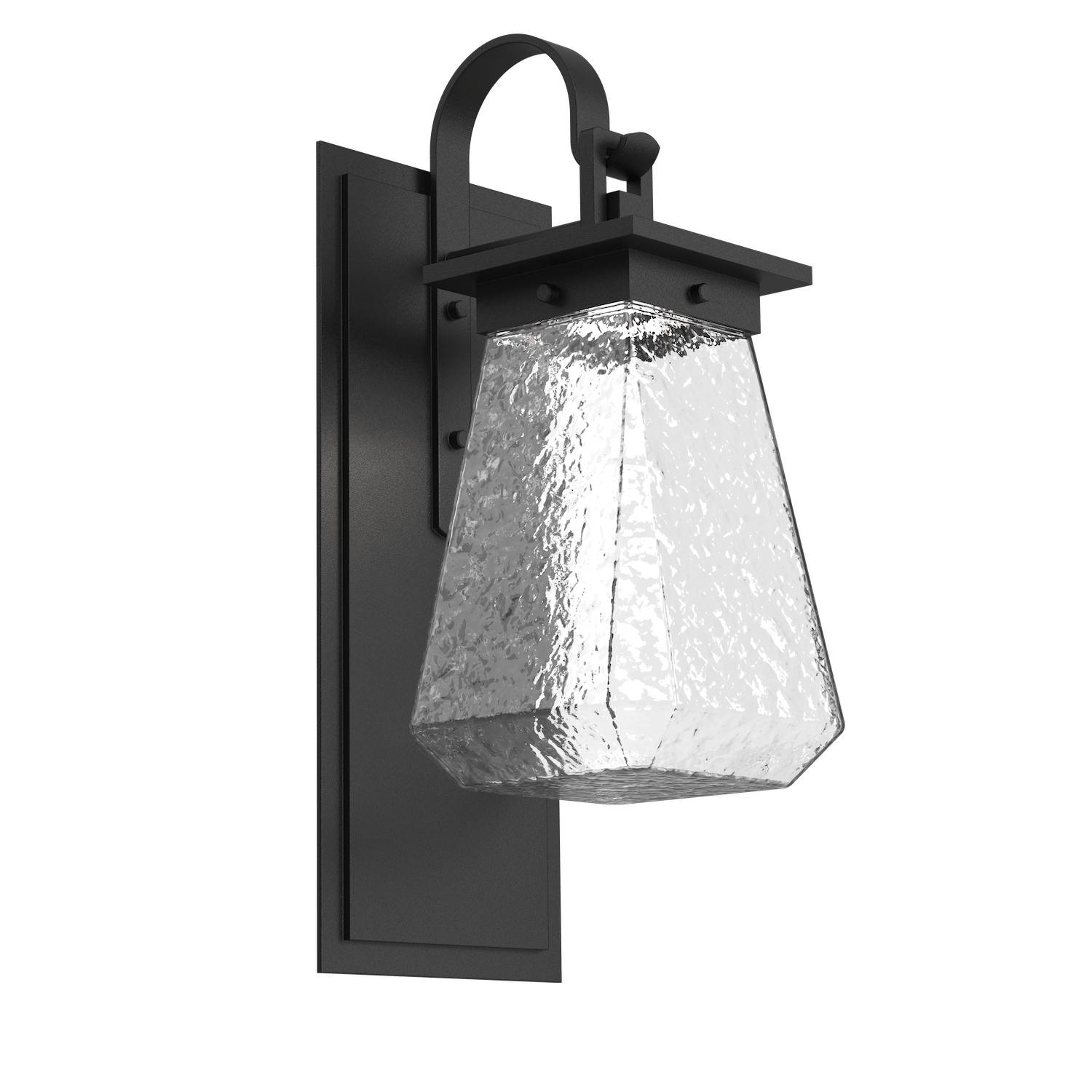 Hammerton Studio Outdoor Beacon Sconce with Shepherd's Hook Outdoor l Wall Hammerton Studio Textured Black (Outdoor) Clear Blown Glass Integrated LED