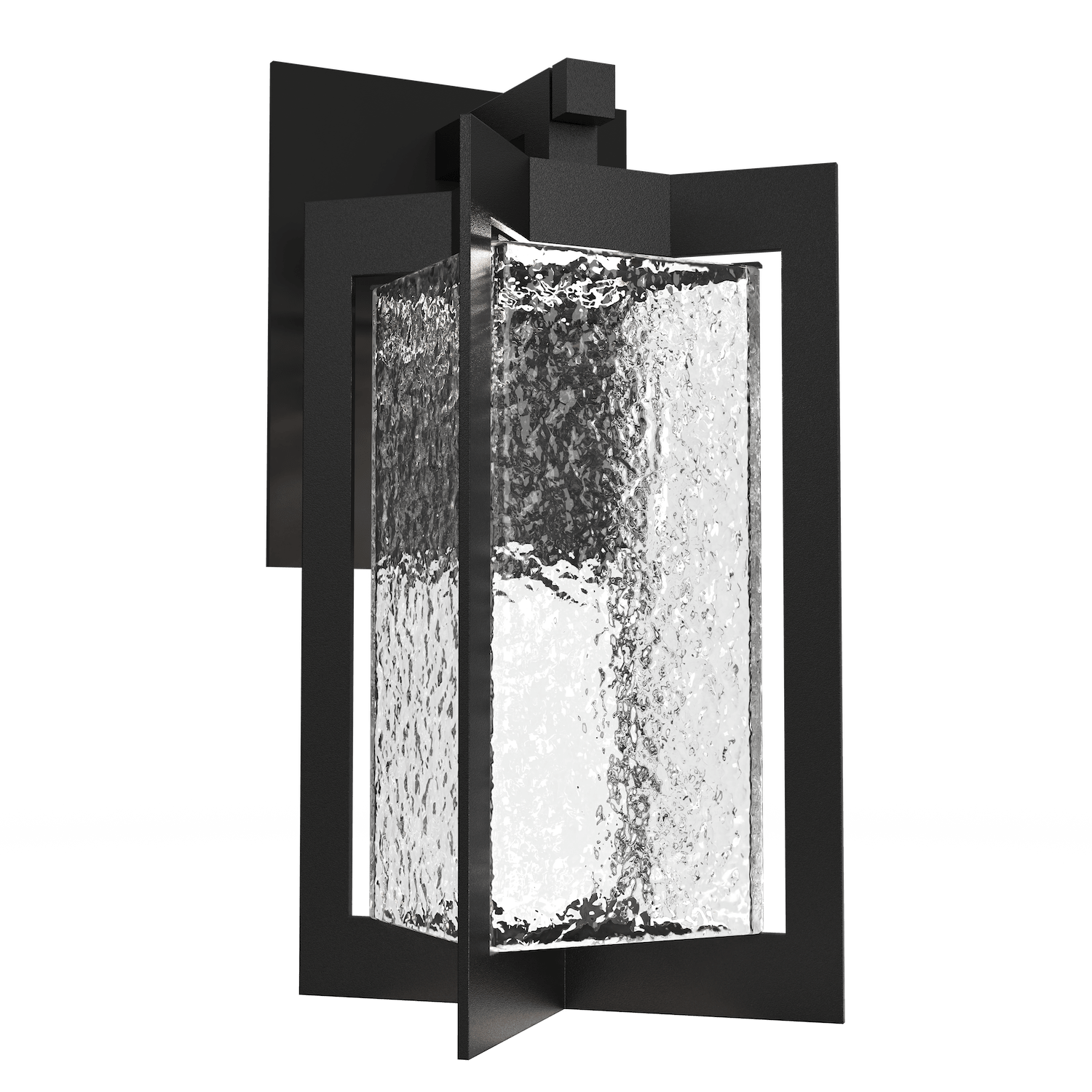 Hammerton Studio Quad Lantern Outdoor l Wall Hammerton Studio Textured Black (Outdoor) Clear Glass with Hammered Texture 
