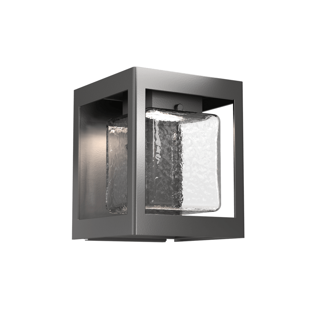 Hammerton Studio Square Box Outdoor Sconce Outdoor Wall Lights Hammerton Studio Argento Grey (Outdoor) Clear Glass with Hammered Texture 