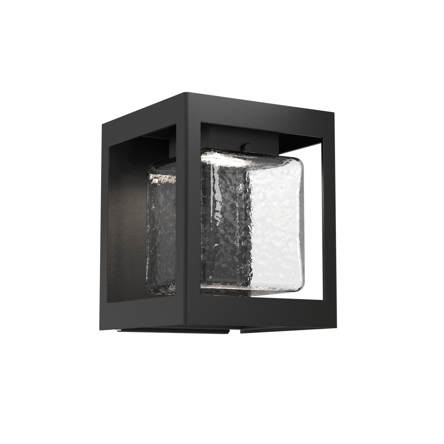 Hammerton Studio Square Box Outdoor Sconce Outdoor l Wall Hammerton Studio Textured Black (Outdoor) Clear Glass with Hammered Texture 