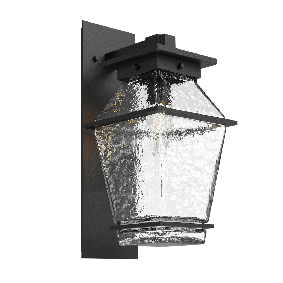 Hammerton Studio Landmark Outdoor Arm Sconce Outdoor Wall Lights Hammerton Studio Textured Black (Outdoor) Clear Blown Glass E26 Base Bulb