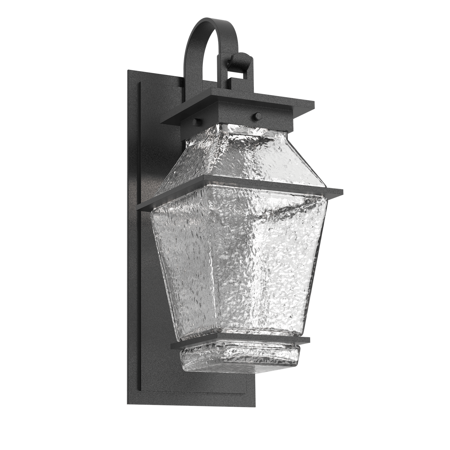 Hammerton Studio Outdoor Landmark Sconce with Shepherds Hook Outdoor l Wall Hammerton Studio Textured Black (Outdoor) Clear Blown Glass Integrated LED