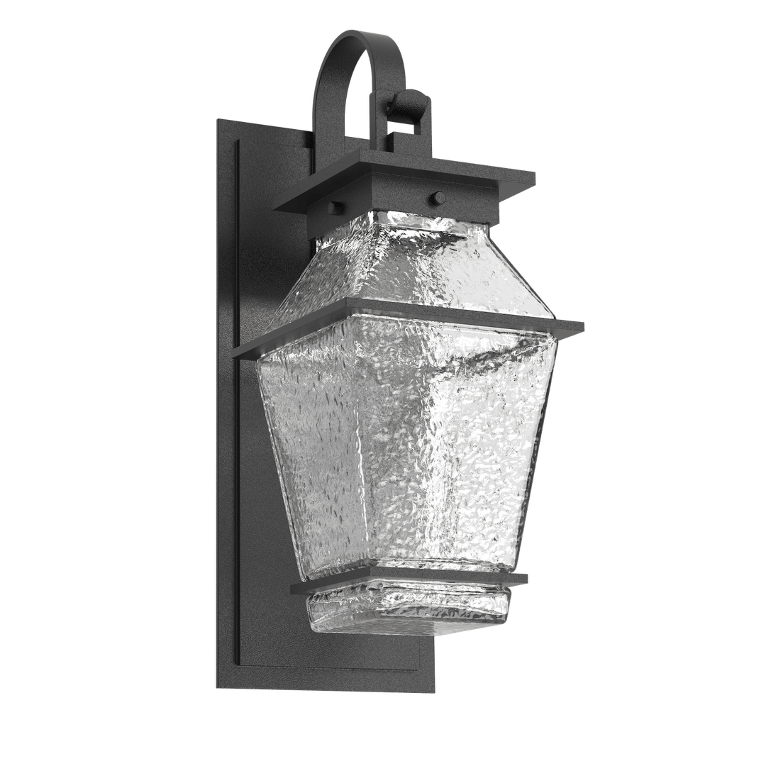 Hammerton Studio Outdoor Landmark Sconce with Shepherds Hook Outdoor Wall Lights Hammerton Studio Textured Black (Outdoor) Clear Blown Glass Integrated LED