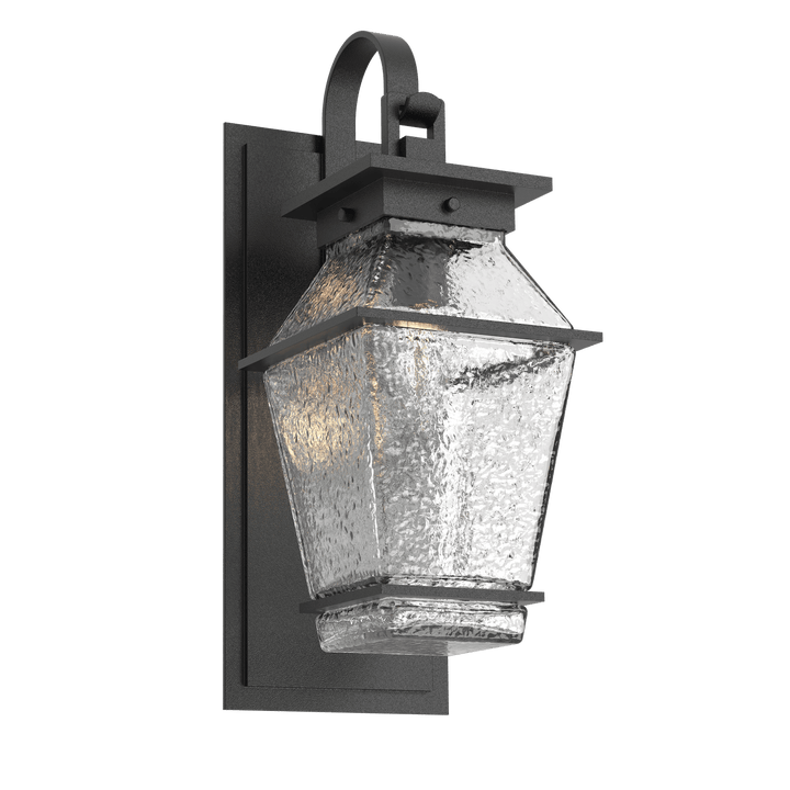 Hammerton Studio Outdoor Landmark Sconce with Shepherds Hook Outdoor Wall Lights Hammerton Studio Textured Black (Outdoor) Clear Blown Glass E26 Base Bulb