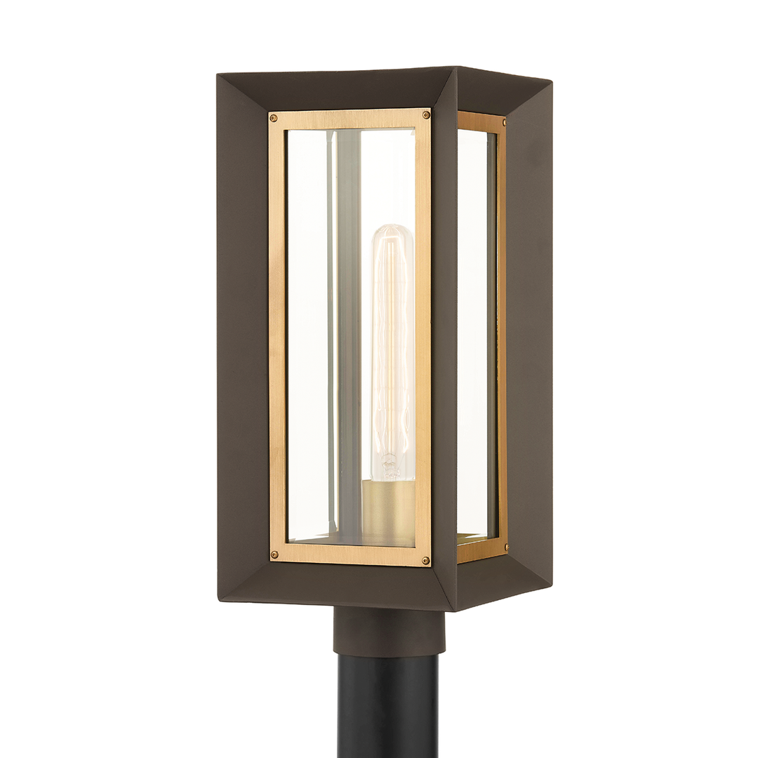 Troy Lighting Lowry Post Pier & Post Mount Lights Troy Lighting TEXTURED BRONZE/PATINA BRASS 7.5x7.5x17 